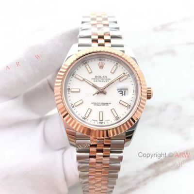 (EW) Replica Rolex Datejust 2 41mm White Dial Fluted Bezel Watch Cal.3255